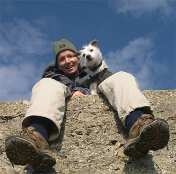 Joanna Culley pet portrait artist with her dog Ted